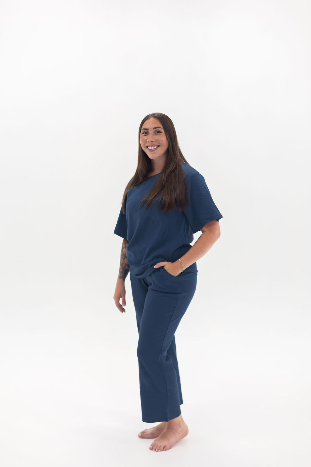 Adult Ribbed Lounge Set | Navy - Mila & Co.