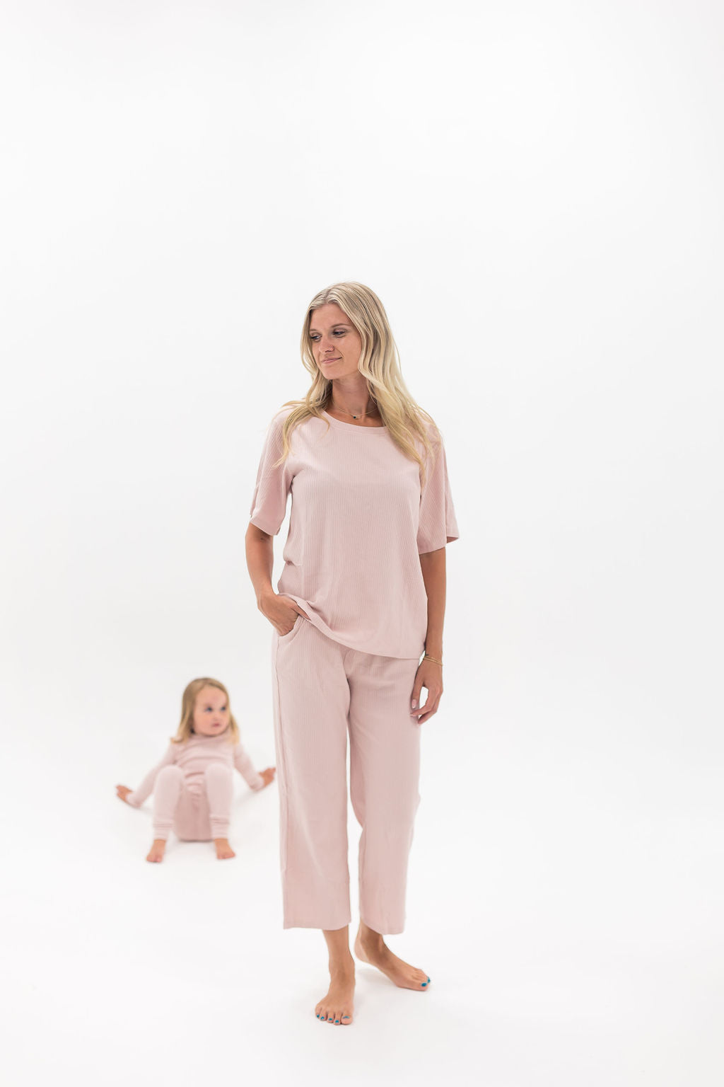 Adult Ribbed Lounge Set | Blush - Mila & Co.