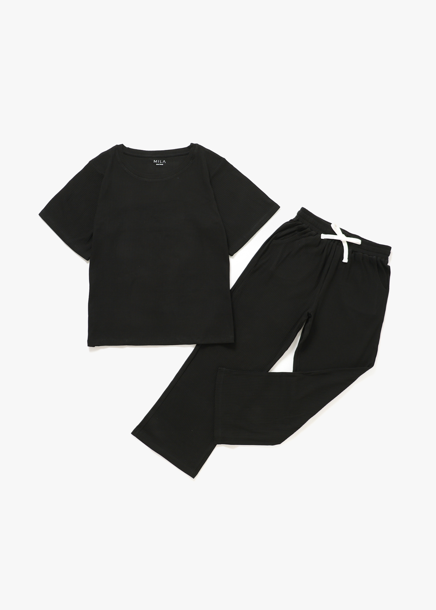 Adult Ribbed Lounge Set | Black - Mila & Co.