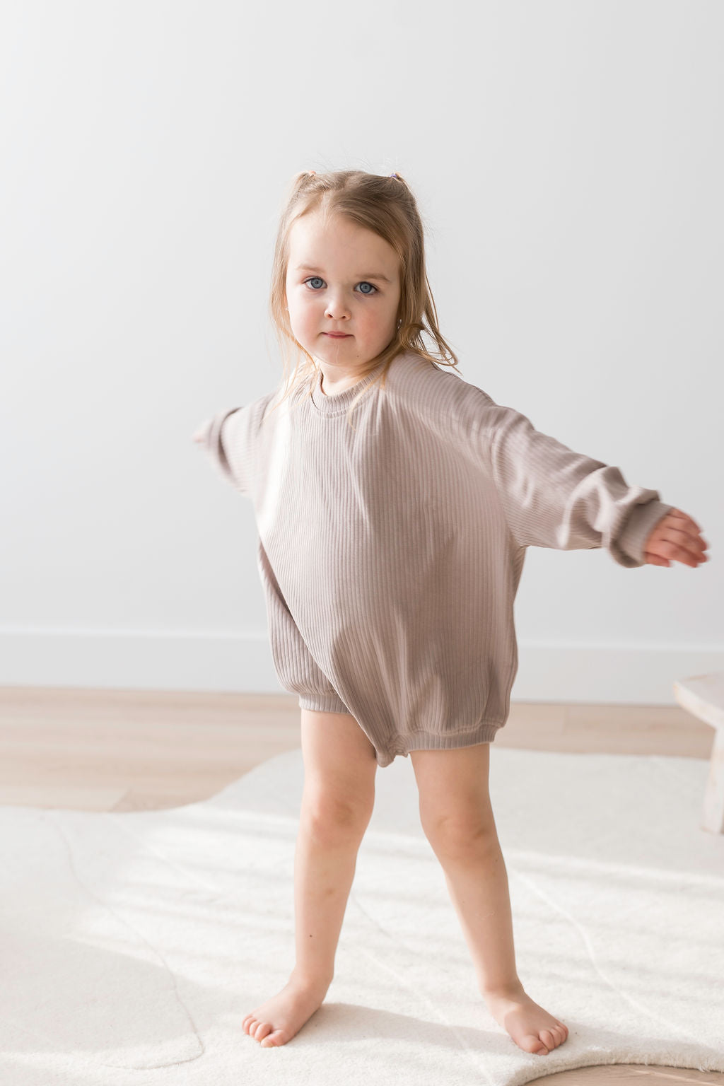 Ribbed Bubble Romper Mushroom