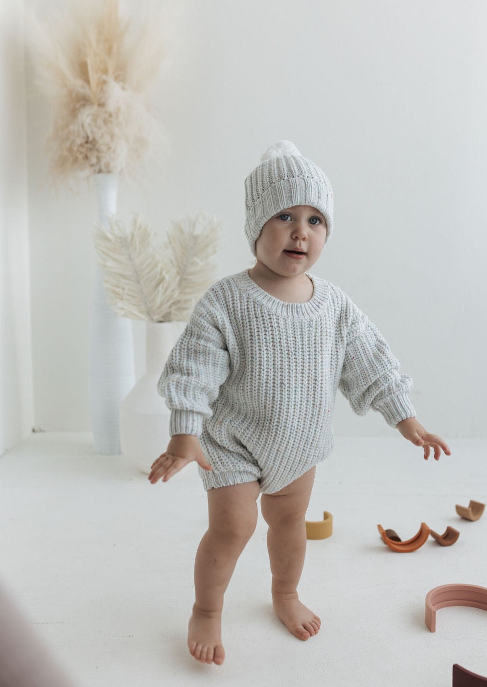 Chunky Knit Bubble Romper | Frosted Sprinkles - Mila & Co.