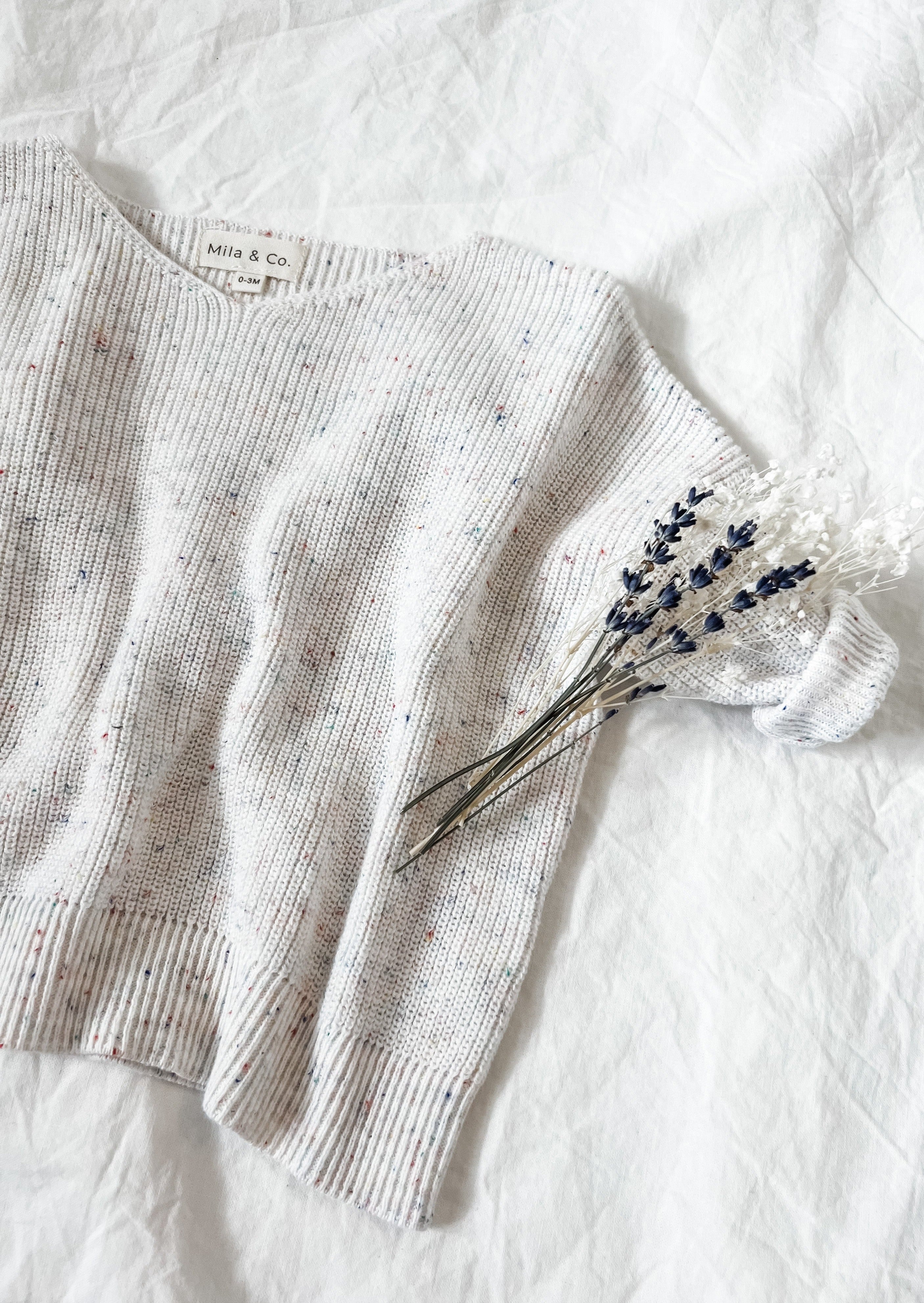 Knit V-Neck Sweater | Frosted Sprinkles - Mila & Co.